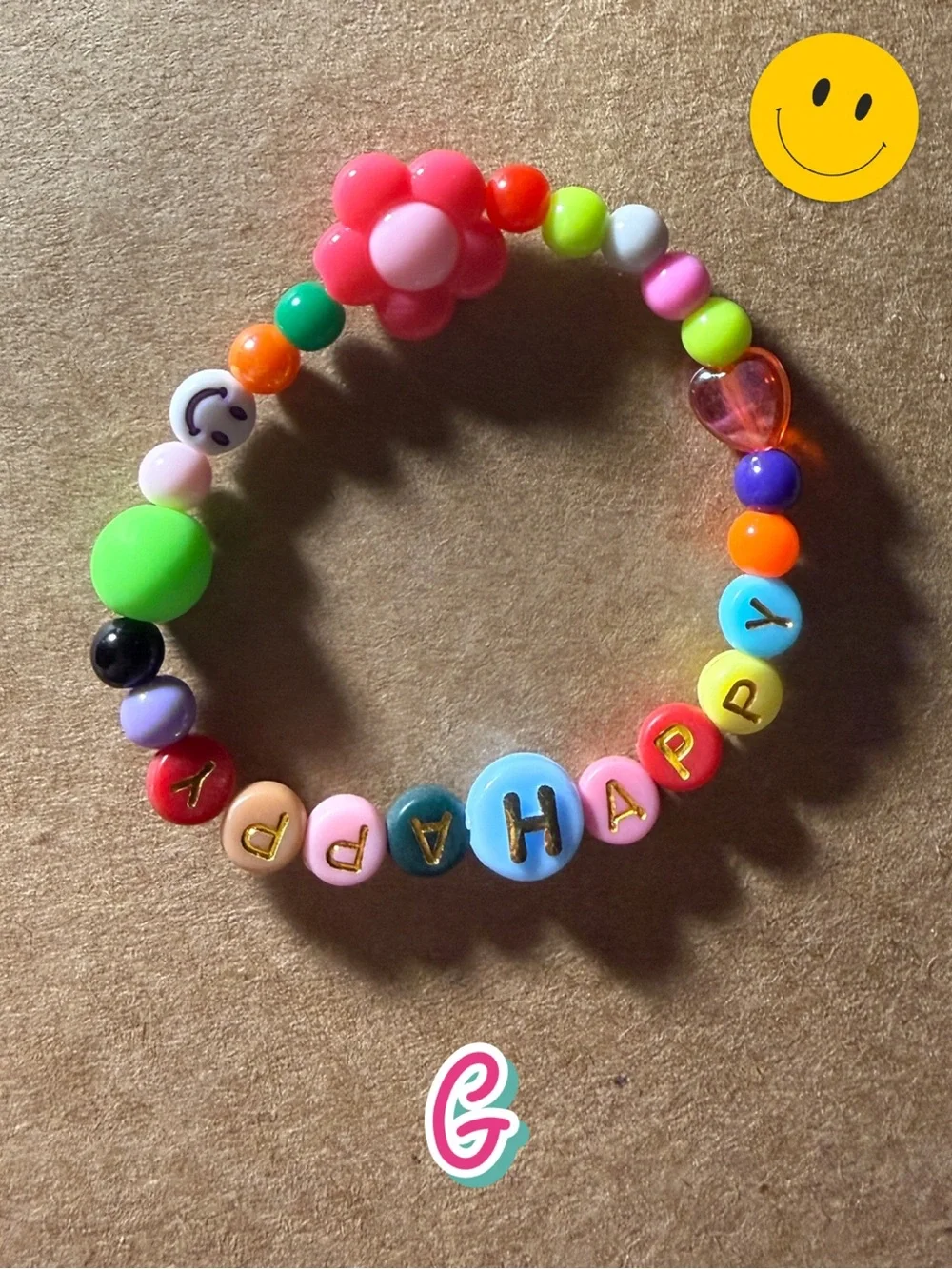 HAPPY Beaded Stretch Bracelets for Tweens, Teens, and Young Adults